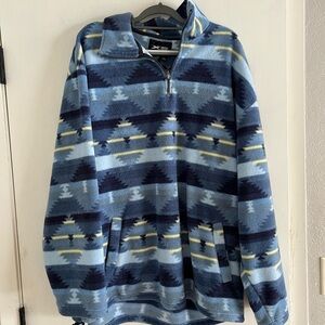 BMW Blue and Yellow Patterned Zip-Up Sweater